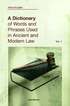 A Dictionary of Words and Phrases Used in Ancient and Modern Law: Vol 1
