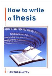 How To Write A Thesis (h�ftad)