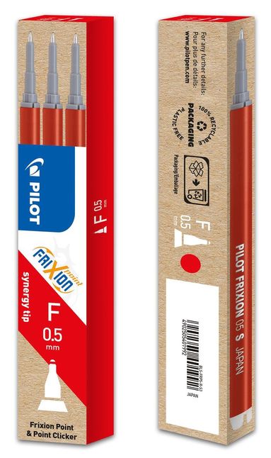 Refill Frixion Point 0,5 Synergy-Tip 3-pack rd (kulspetspenna)