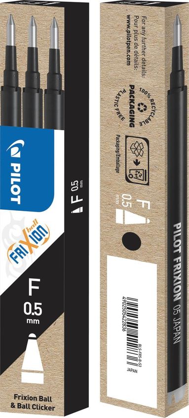 Refill Frixion Ball 0,5 3-pack svart (radergummi)