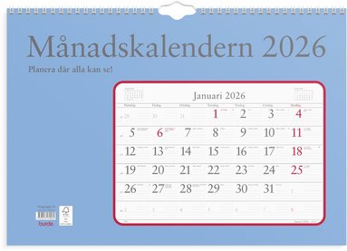 V�ggkalender 2026 M�nadskalendern (kalender)