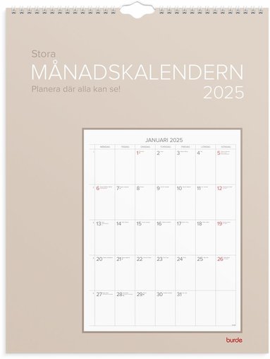 Väggkalender 2025 Stora Månadskalendern (pocket)