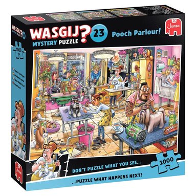 Pussel 1000 bitar Wasgij - Mystery 23 Pooch Parlour! (spel)