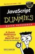 JavaScript For Dummies Quick Reference