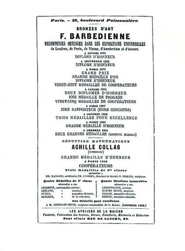 1886 Catalog of the French Bronze Foundry of F. Barbedienne of Paris (hftad)