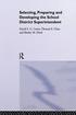 Selecting, Preparing And Developing The School District Superintendent