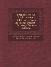 Proportions Of Architecture Av Thiersch August N Clifford 1 Ricker Häftad - 