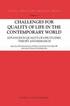 Challenges for Quality of Life in the Contemporary World