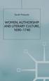 Women, Authorship and Literary Culture 1690 - 1740