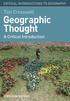 Geographic Thought - A Critical Introduction