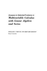 Answers to Selected Problems in Multivariable Calculus with Linear Algebra and Series (e-bok)
