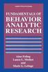 Fundamentals of Behavior Analytic Research