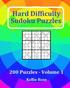 Hard Difficulty Sudoku Puzzles Volume 1: Hard Sudoku Puzzles For Advanced Players