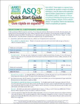 Ages & Stages Questionnaires (ASQ-3): Quick Start Guide (Spanish ...