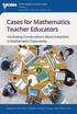 Cases for Mathematics Teacher Educators