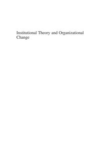 Institutional Theory And Organizational Change - Ebok - Staffan ...