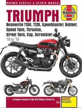 Triumph Bonneville T100, T120, Speedmaster, Bobber, Speed Twin, Thruxton, Street Twin, Cup, Scrambler (16 to 19) (inbunden)