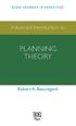 Advanced Introduction to Planning Theory
