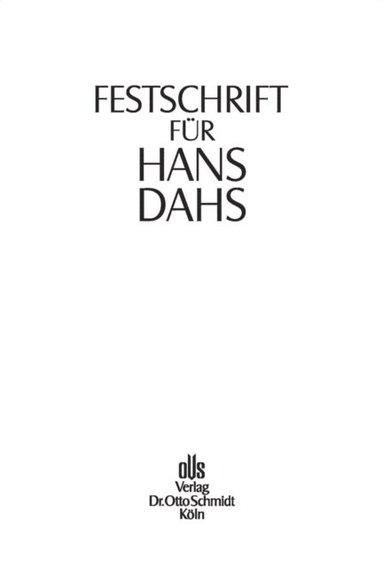 Festschrift für Hans Dahs (e-bok)