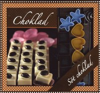Choklad box - bok, 12 pralinformar & doppspiraler