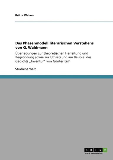 Phasenmodell literarischen Verstehens von G. Waldmann (inbunden)