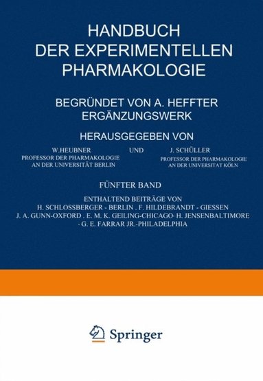 Handbuch der Experimentellen Pharmakologie ? Ergÿnzungswerk (inbunden)