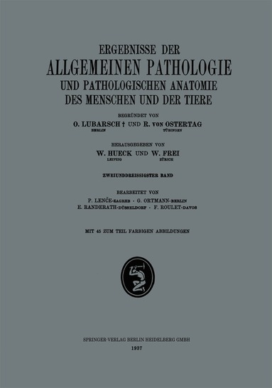 Ergebnisse der Allgemeinen Pathologie und Pathologischen Anatomie des Menschen und der Tiere (inbunden)