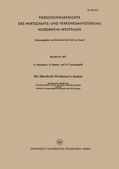 Der ÿberdruck-Windkanal in Aachen (e-bok)