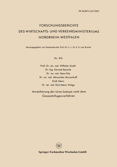 Anreicherung der Uran-Isotope nach dem Gaszentrifugenverfahren (e-bok)