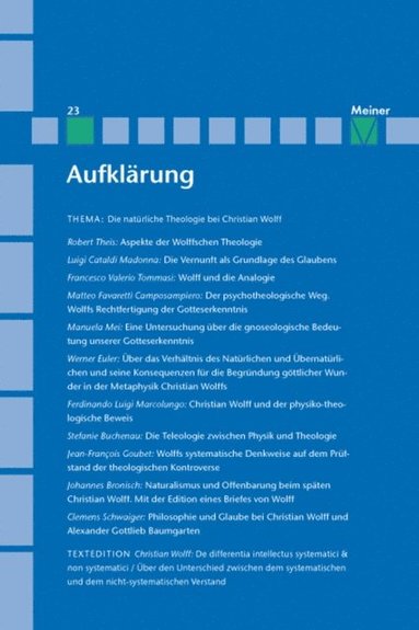 Aufklÿrung, Band 23: Die natürliche Theologie bei Christian Wolff (e-bok)