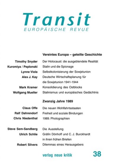 Transit 38. Europÿische Revue (e-bok)