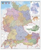 Deutschland-Österreich-Schweiz Postleitzahlen- und Organisationskarte. Poster
