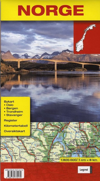 Norge Karta 1:800.000/1 cm = 8 km (häftad)