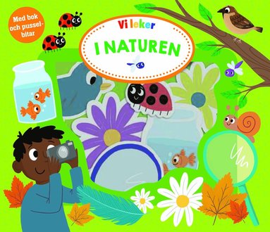 Vi leker i naturen (bok och pusselbitar) (kartonnage)