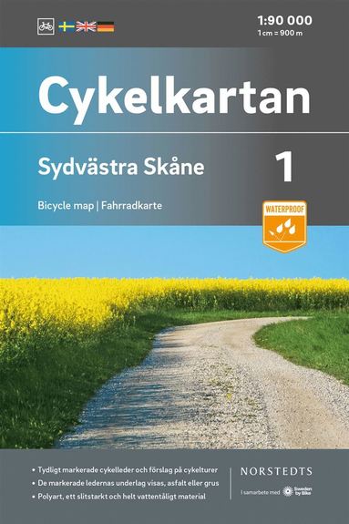 Cykelkartan Blad 1 Sydvästra Skåne : Skala 1:90000 (häftad)