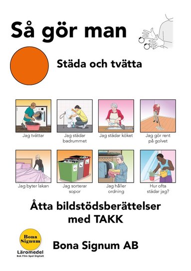S� g�r man, tema st�da och tv�tta, en bok med TAKK