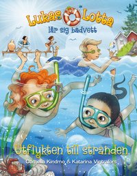 Omslag: Lukas och Lotta lär sig badvett. Utflykten till stranden