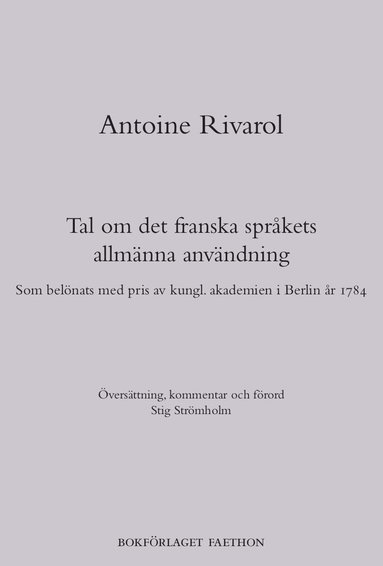 Tal om det franska sprkets allmnna anvndning (inbunden)