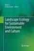 Landscape Ecology for Sustainable Environment and Culture