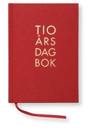 10-års dagbok A5 textil röd (inbunden)
