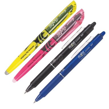 Kulspetspenna Frixion Pack Clicker Svart/Blå & Light Gul/Rosa, raderbar