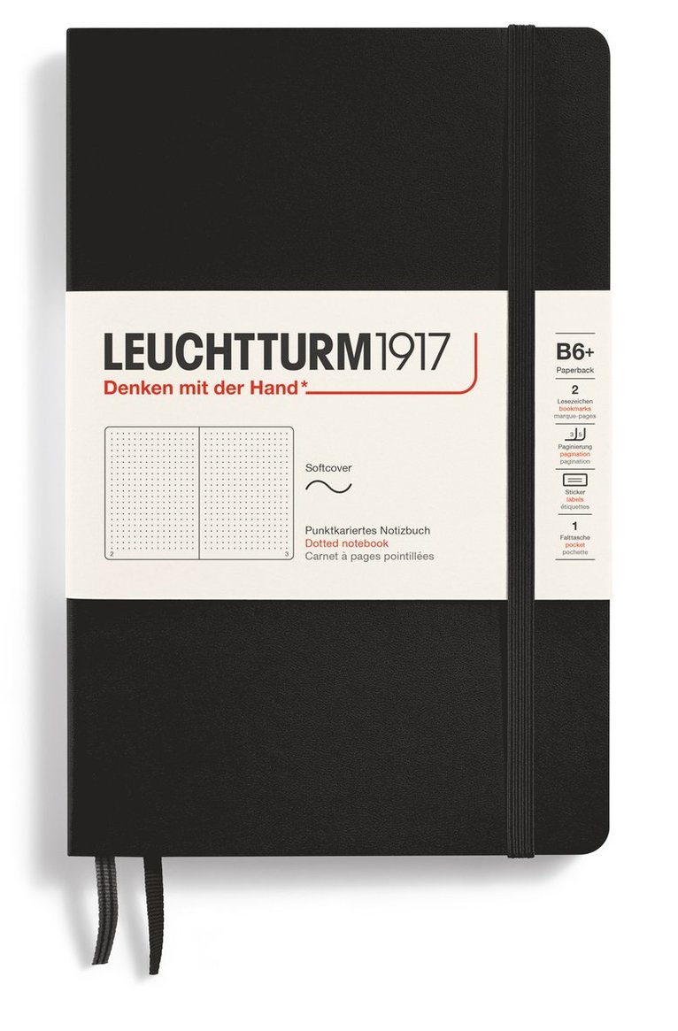Anteckningsbok B6 Leuchtturm1917 dotted mjuk svart, Övrigt. Tillgänglighet: Tillfälligt slut