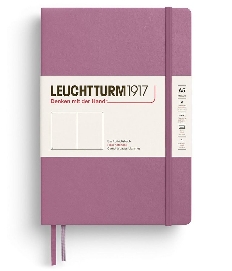 Anteckningsbok A5 Leuchtturm1917 olinjerad Dusty Rose, Övrigt