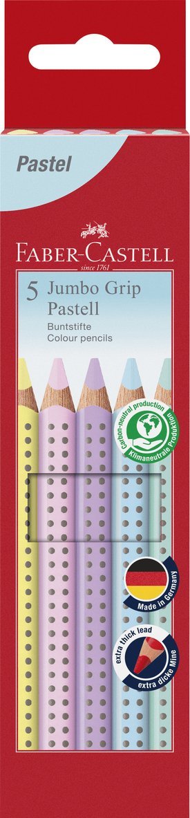 F&auml;rgpenna Faber-Castell Jumbo Grip Pastell 5 f&auml;rger
