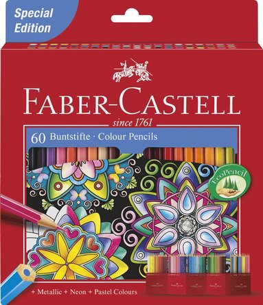 F&auml;rgpenna Faber-Castell 60 f&auml;rger bas pastell, neon & metallic