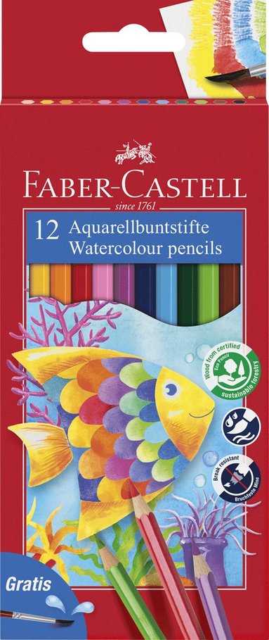 Akvarellpenna Faber-Castell 12 f&auml;rger