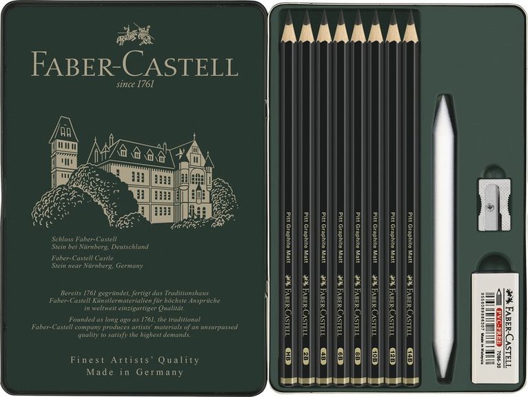 Grafitpenna Faber-Castell PITT Graphite Matt 11 delar i metalletui, Övrigt