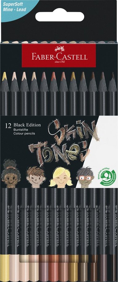 F&auml;rgpenna Faber-Castell Black Edition hudton 12 f&auml;rger