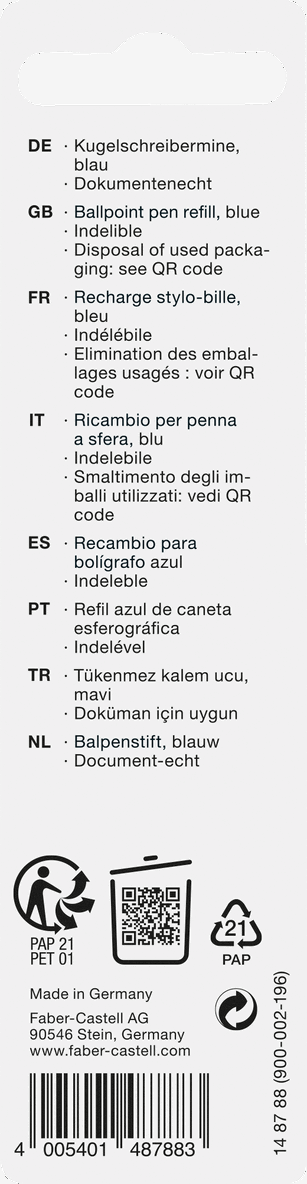 Refill Faber-Castell M blått bläck, Övrigt