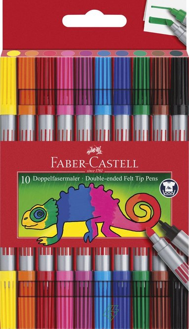 Fiberspetspenna Faber-Castell dubbelspets 10 färger
